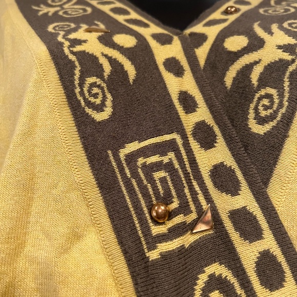 60s / 70s geometric yellow brown pattern sweater - Picture 3 of 4